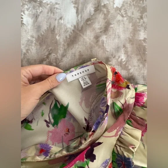 Topshop sketched floral tie front mini dress in multi​ - Picture 7 of 10